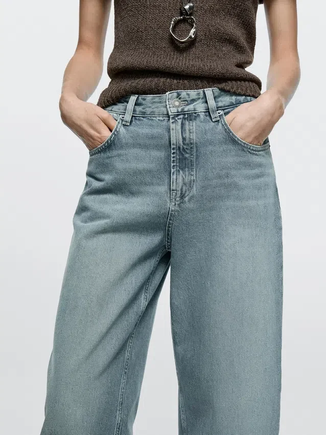 Jeans met hoge taille en barrel-pasvorm Jeans met hoge taille en barrel-pasvorm