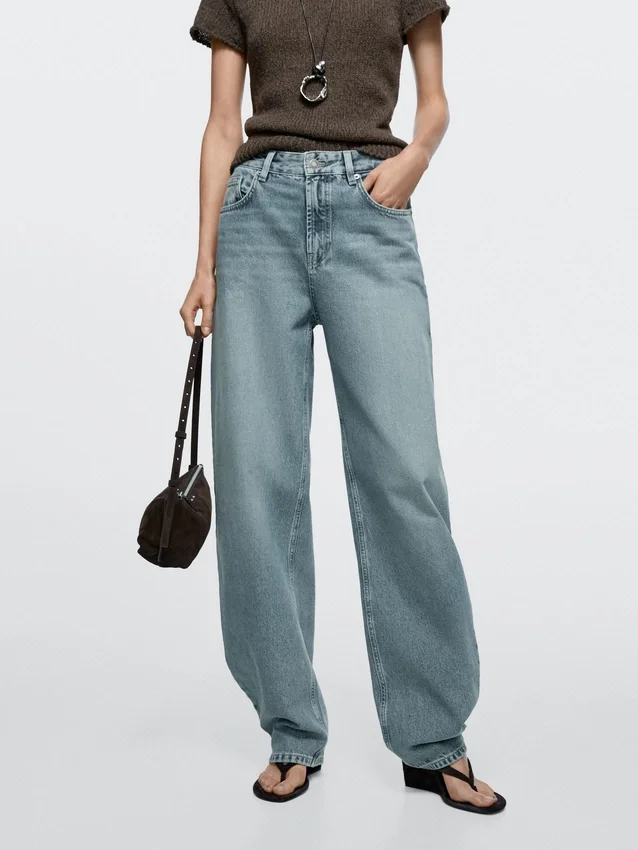 Jeans met hoge taille en barrel-pasvorm Jeans met hoge taille en barrel-pasvorm