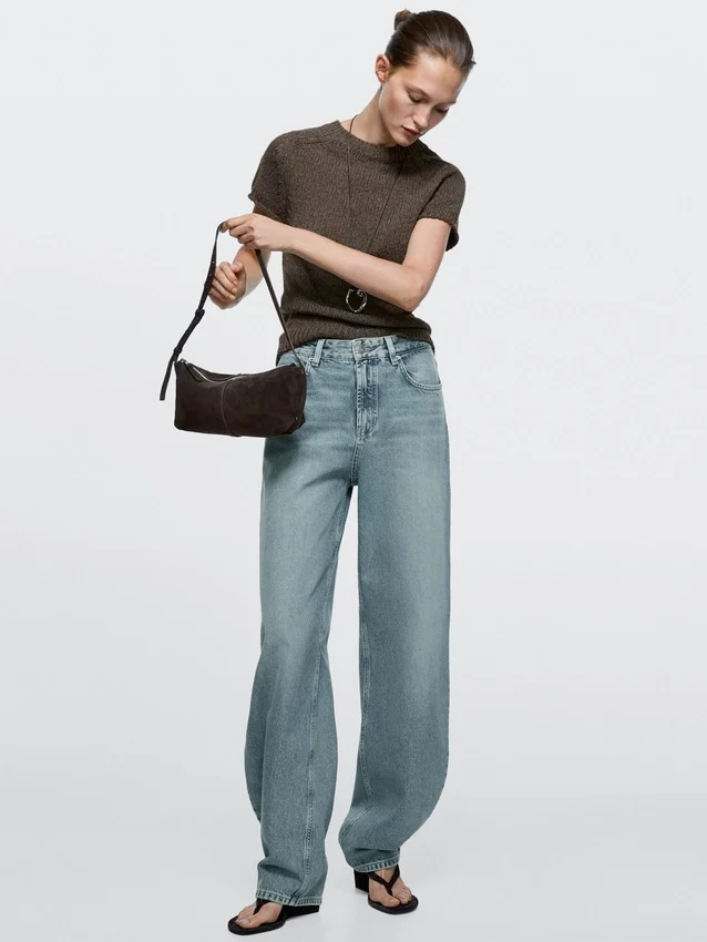 Jeans met hoge taille en barrel-pasvorm Jeans met hoge taille en barrel-pasvorm