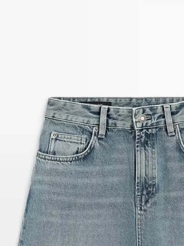 Jeans met hoge taille en barrel-pasvorm Jeans met hoge taille en barrel-pasvorm