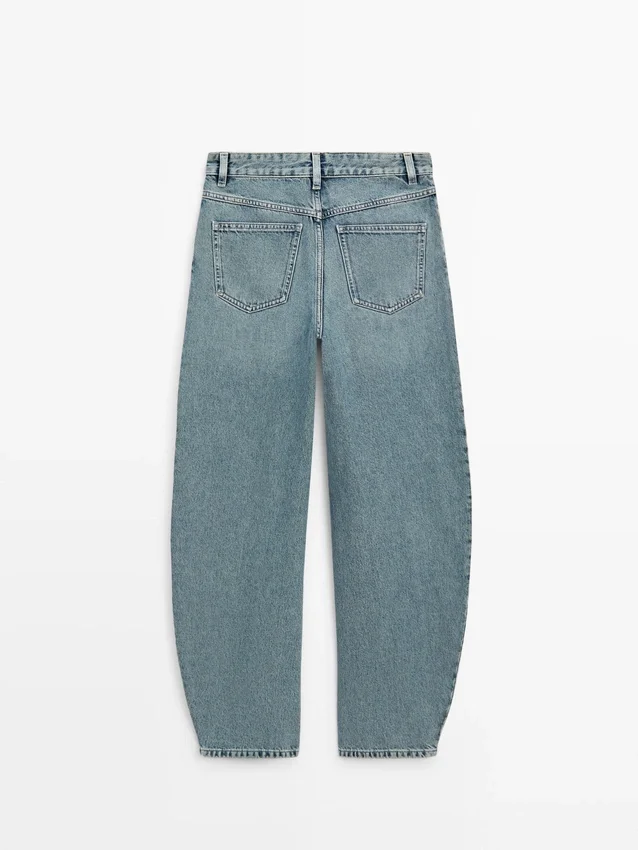 Jeans met hoge taille en barrel-pasvorm Jeans met hoge taille en barrel-pasvorm