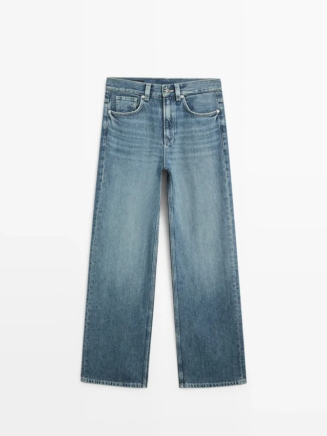 Jeans met hoge taille en wijde pijpen Jeans met hoge taille en wijde pijpen