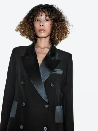 Jurk in blazerstijl met satijnen details