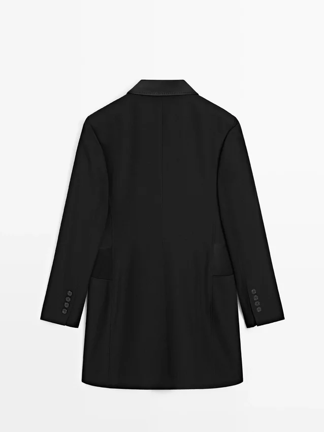 Jurk in blazerstijl met satijnen details Jurk in blazerstijl met satijnen details