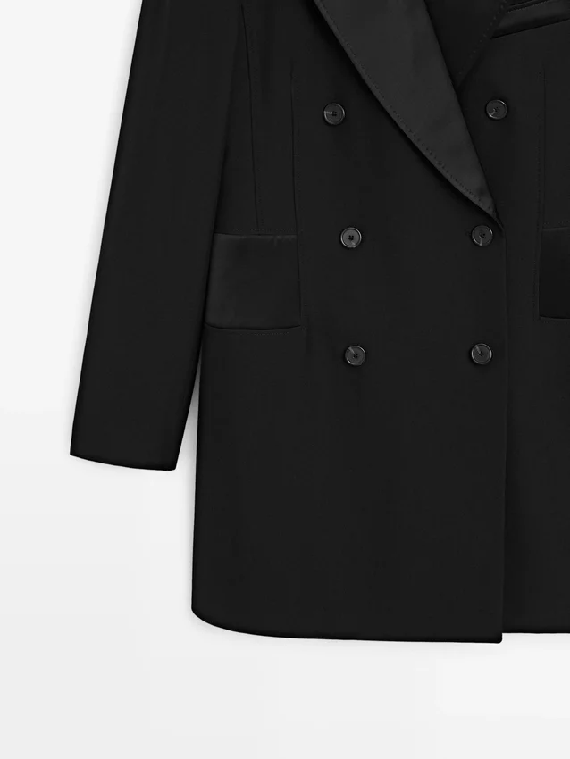 Jurk in blazerstijl met satijnen details Jurk in blazerstijl met satijnen details