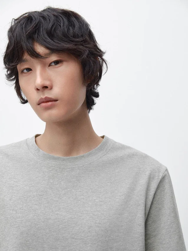 Katoen gemêleerd T-shirt met korte mouwen Katoen gemêleerd T-shirt met korte mouwen