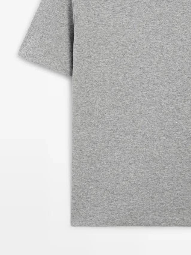 Katoen gemêleerd T-shirt met korte mouwen Katoen gemêleerd T-shirt met korte mouwen