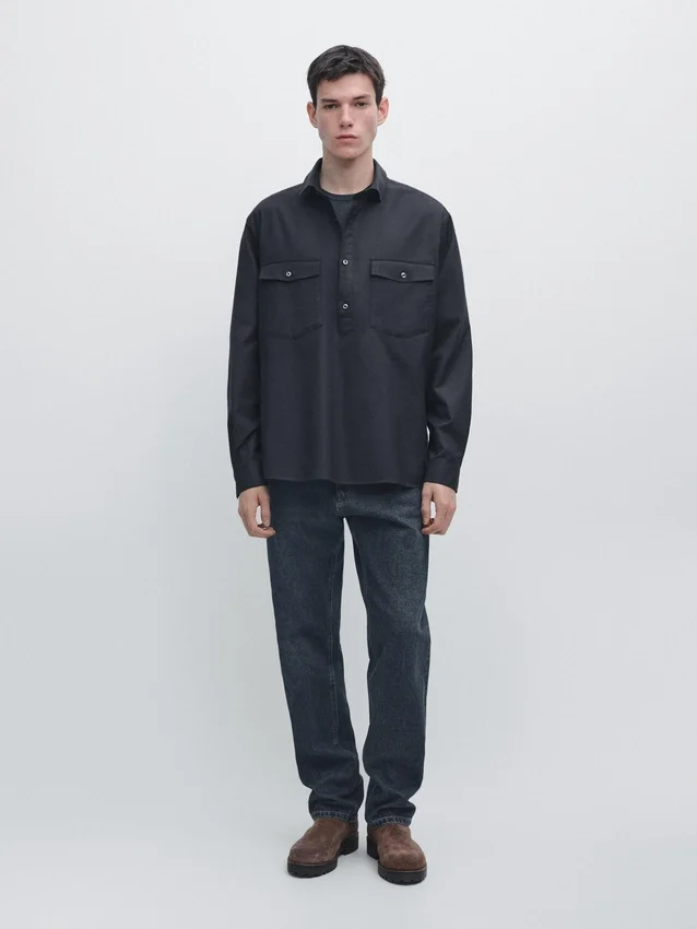 Katoen overhemd met zakken Katoen overhemd met zakken