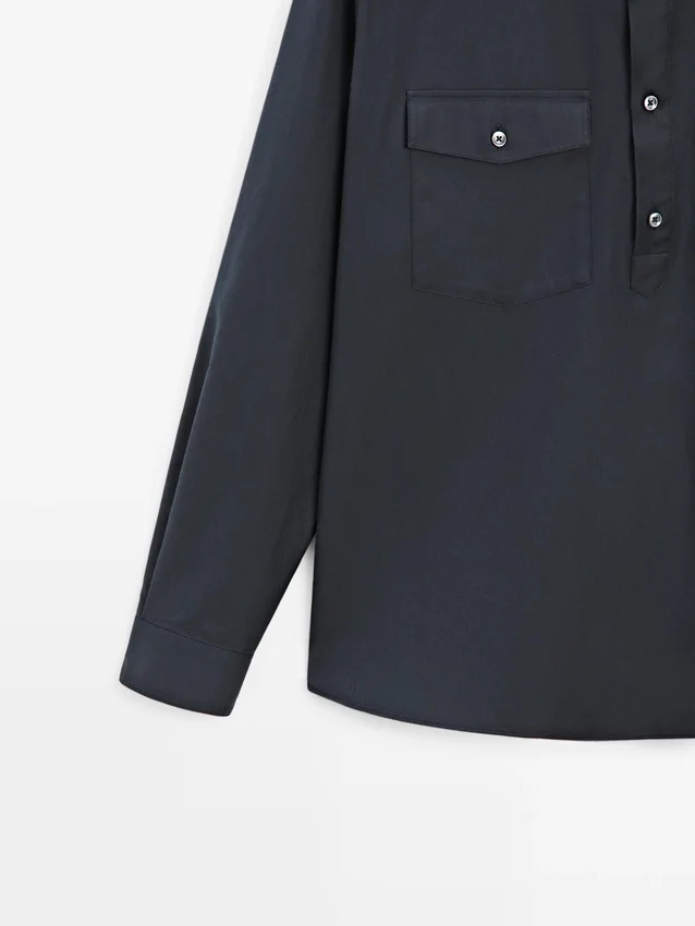 Katoen overhemd met zakken Katoen overhemd met zakken