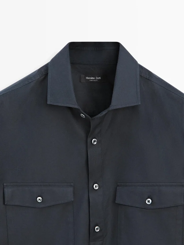 Katoen overhemd met zakken Katoen overhemd met zakken