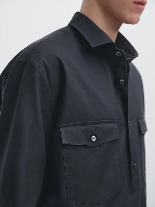 Katoen overhemd met zakken Katoen overhemd met zakken