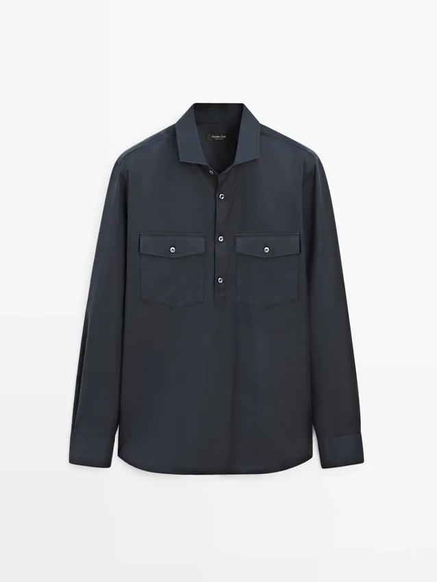 Katoen overhemd met zakken Katoen overhemd met zakken