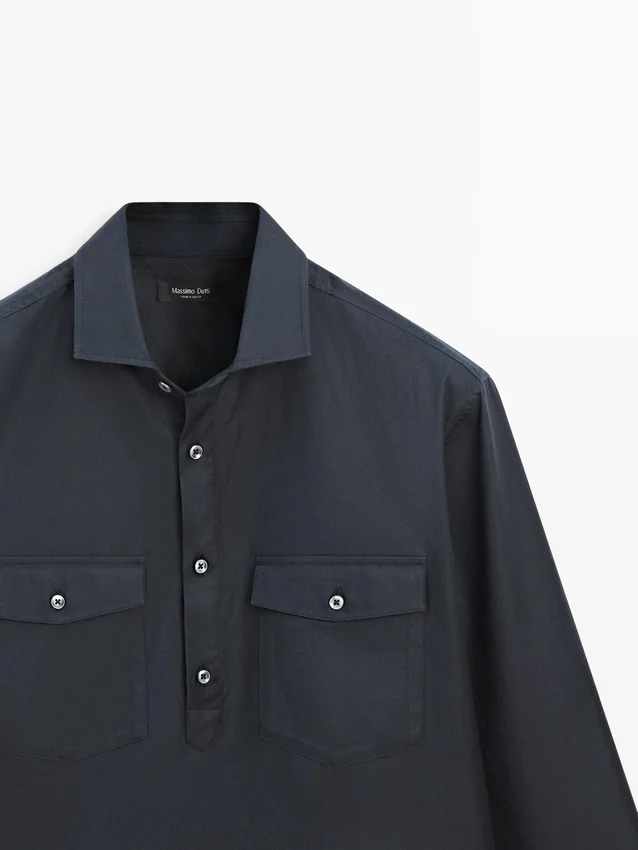 Katoen overhemd met zakken Katoen overhemd met zakken