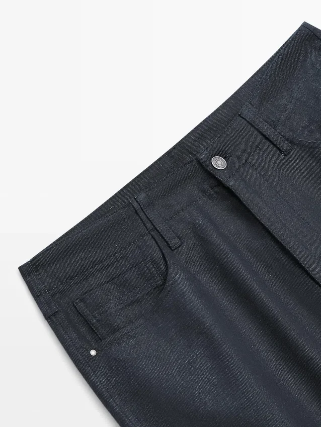 Katoenen en linnen broek met vijf zakken Katoenen en linnen broek met vijf zakken