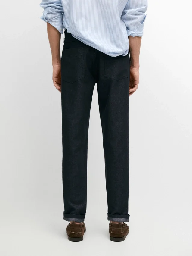 Katoenen en linnen broek met vijf zakken Katoenen en linnen broek met vijf zakken