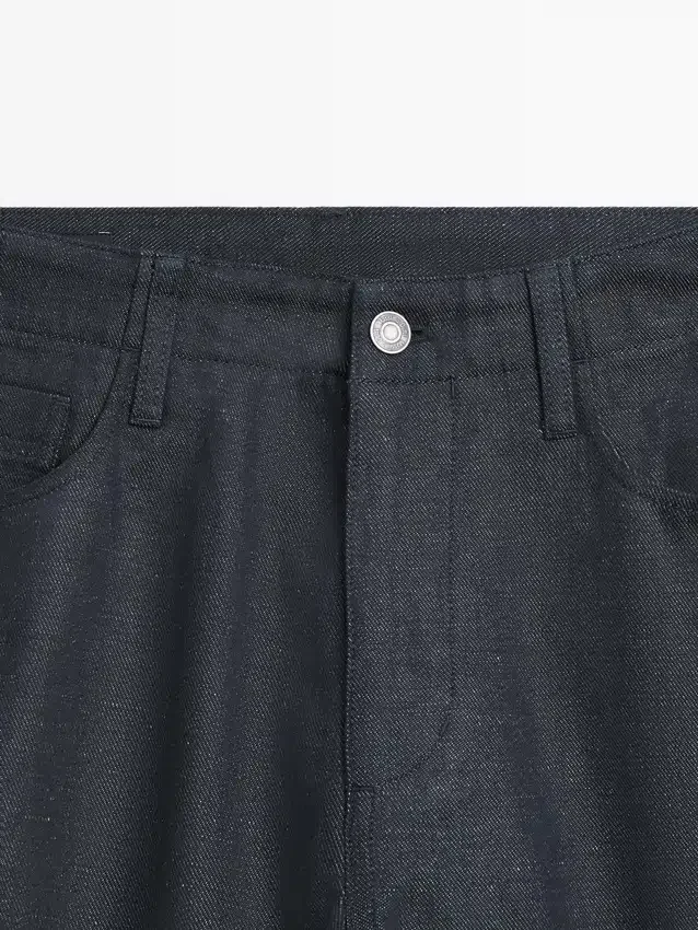 Katoenen en linnen broek met vijf zakken Katoenen en linnen broek met vijf zakken