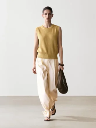 Katoenen gebreid gilet met ronde hals