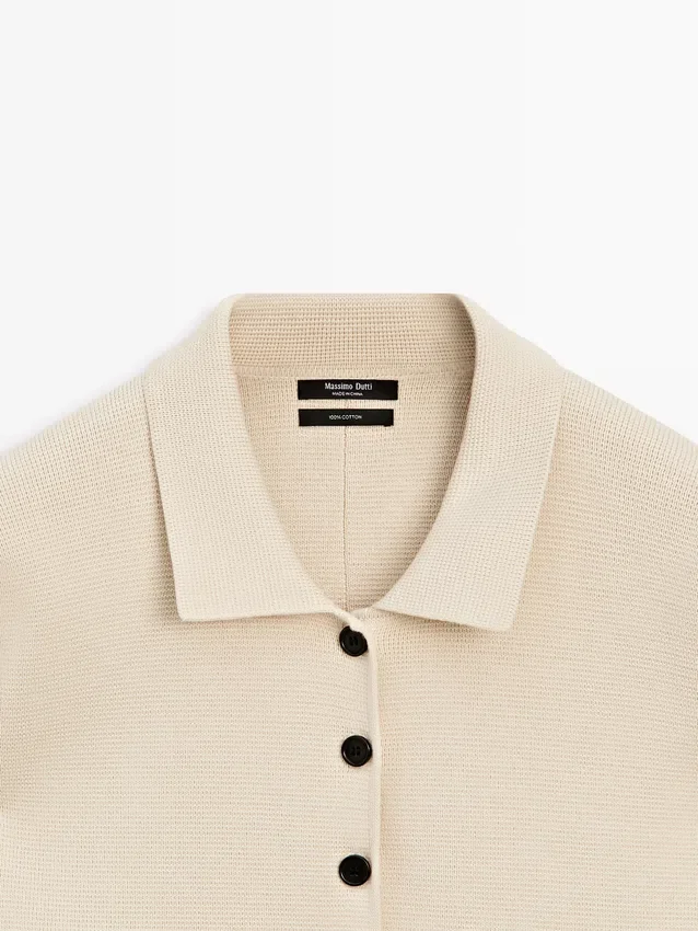 Katoenen gebreid vest met polokraag Katoenen gebreid vest met polokraag