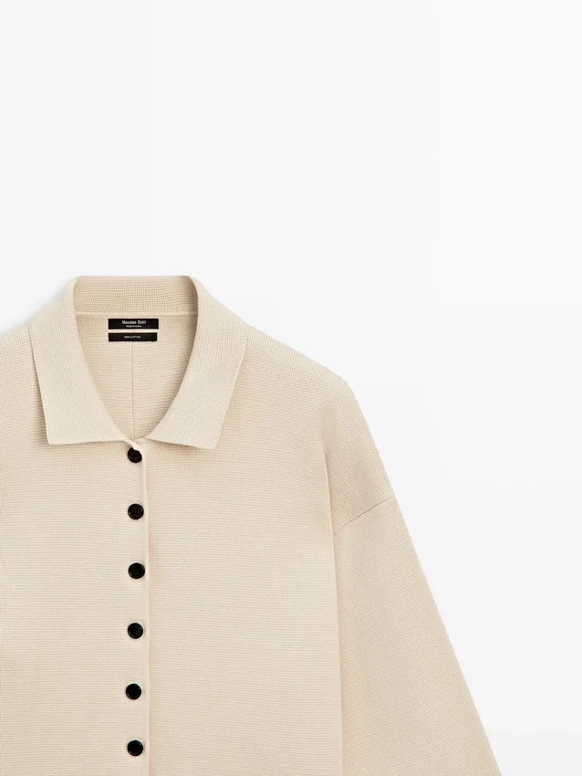 Katoenen gebreid vest met polokraag Katoenen gebreid vest met polokraag