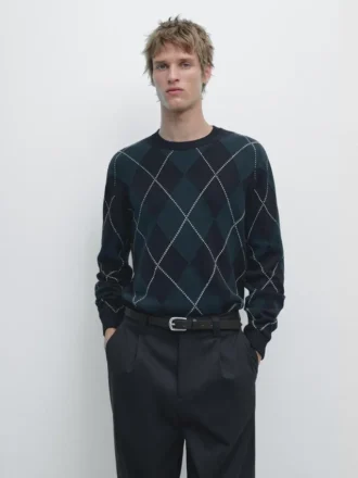 Katoenen gebreide trui met argyle-detail