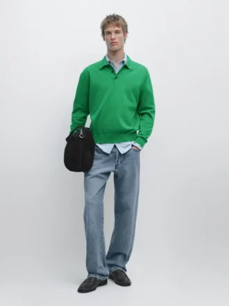 Katoenen gebreide trui met polokraag