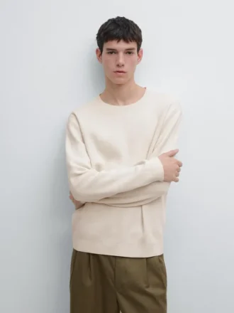 Katoenen gebreide trui met ronde hals