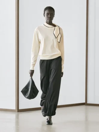 Katoenen gebreide trui met sjaaldetail