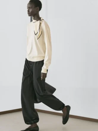 Katoenen gebreide trui met sjaaldetail