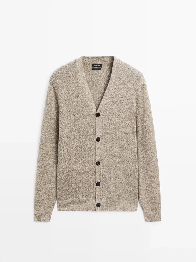 Katoenen gebreide Vesttrui met knopen Katoenen gebreide Vesttrui met knopen