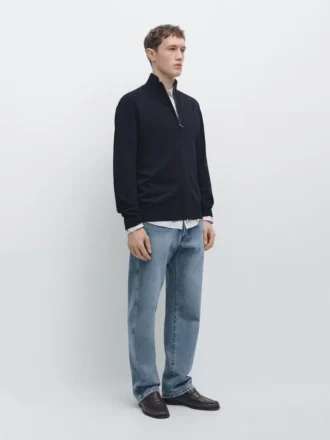 Katoenen gebreide Vesttrui met ritssluiting