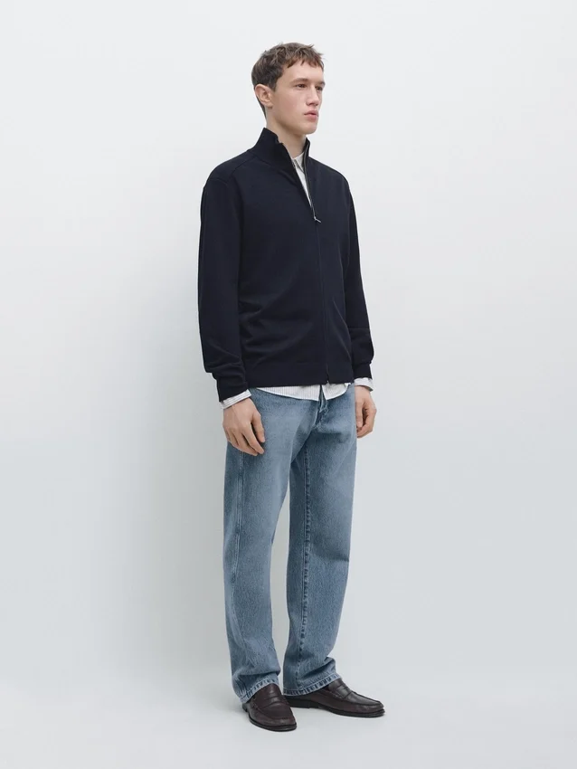 Katoenen gebreide Vesttrui met ritssluiting Katoenen gebreide Vesttrui met ritssluiting