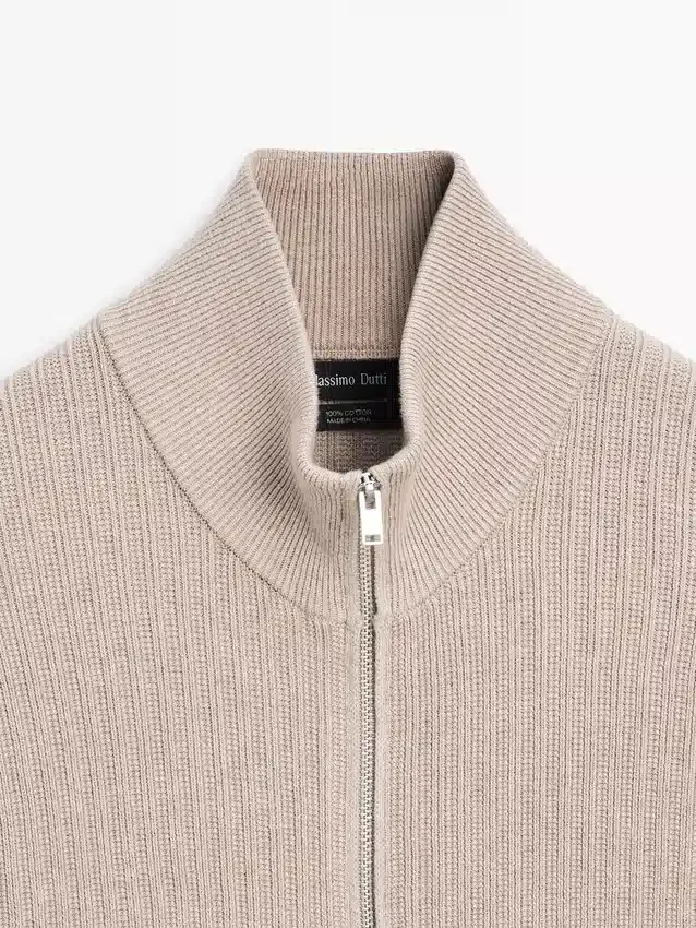 Katoenen gebreide Vesttrui met ritssluiting Katoenen gebreide Vesttrui met ritssluiting