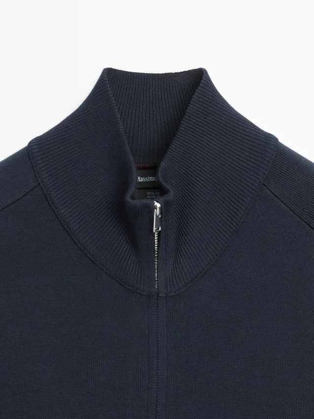 Katoenen gebreide Vesttrui met ritssluiting Katoenen gebreide Vesttrui met ritssluiting