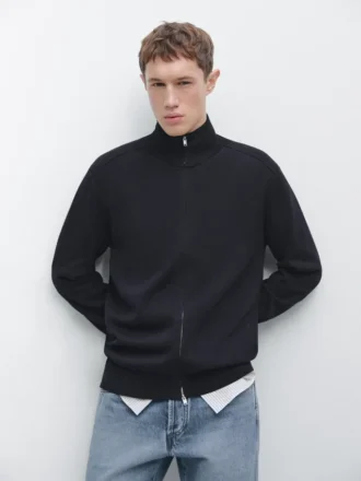 Katoenen gebreide Vesttrui met ritssluiting