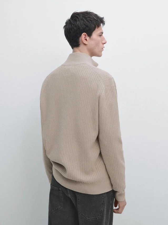 Katoenen gebreide Vesttrui met ritssluiting Katoenen gebreide Vesttrui met ritssluiting