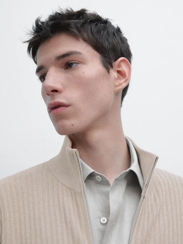 Katoenen gebreide Vesttrui met ritssluiting Katoenen gebreide Vesttrui met ritssluiting