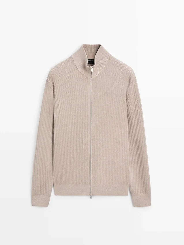 Katoenen gebreide Vesttrui met ritssluiting Katoenen gebreide Vesttrui met ritssluiting