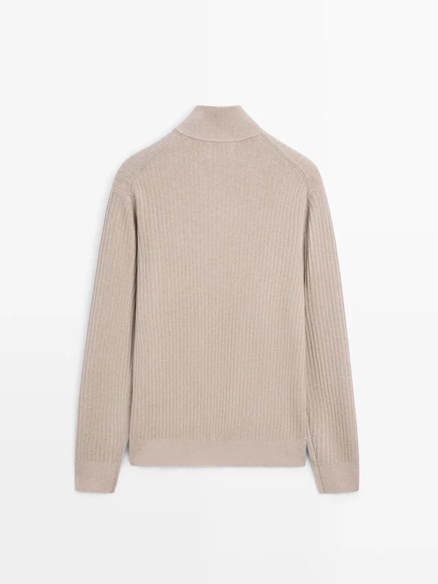 Katoenen gebreide Vesttrui met ritssluiting Katoenen gebreide Vesttrui met ritssluiting