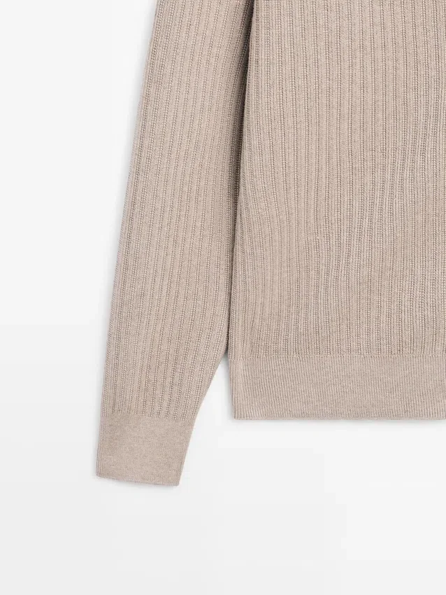 Katoenen gebreide Vesttrui met ritssluiting Katoenen gebreide Vesttrui met ritssluiting