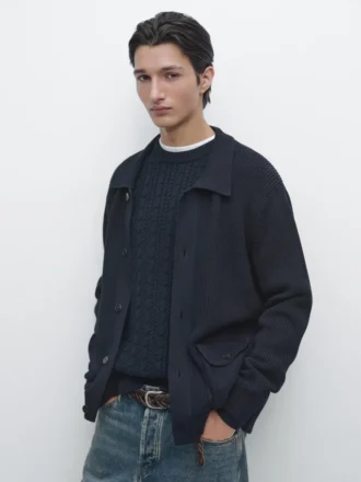 Katoenen gebreide Vesttrui met zakken