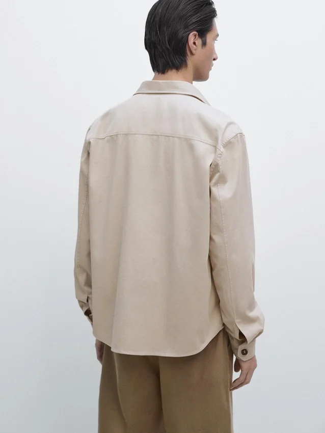 Katoenen overshirt met zakdetails Katoenen overshirt met zakdetails
