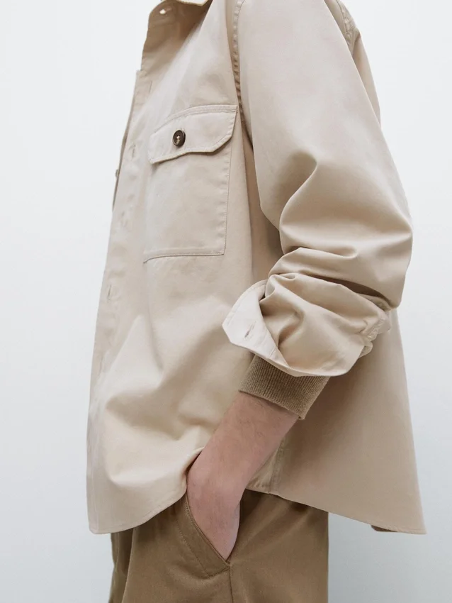 Katoenen overshirt met zakdetails Katoenen overshirt met zakdetails