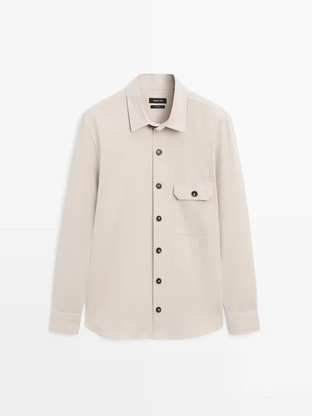 Katoenen overshirt met zakdetails Katoenen overshirt met zakdetails