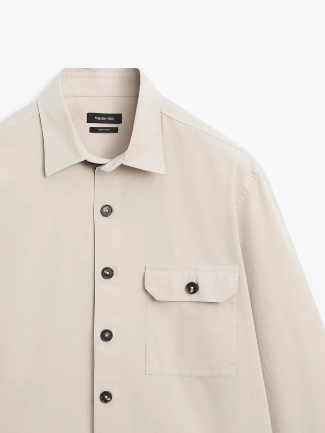 Katoenen overshirt met zakdetails Katoenen overshirt met zakdetails
