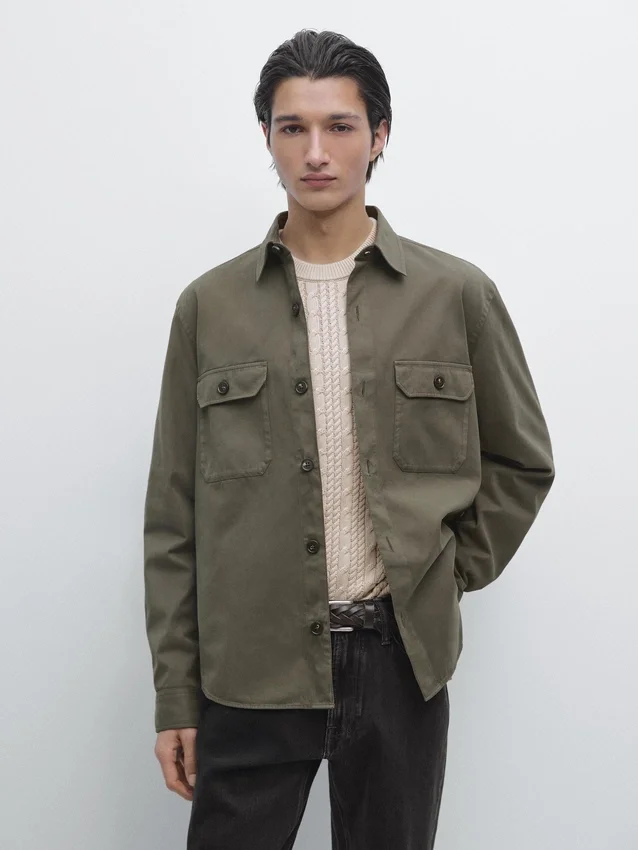 Katoenen overshirt met zakken Katoenen overshirt met zakken