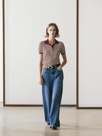 Katoenen polo-overhemd met gestreepte details