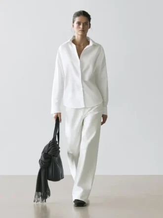 Katoenen popeline overhemd met coupenaden