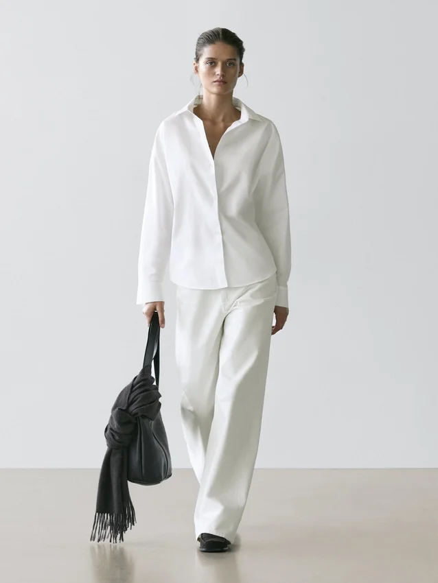 Katoenen popeline overhemd met coupenaden Katoenen popeline overhemd met coupenaden