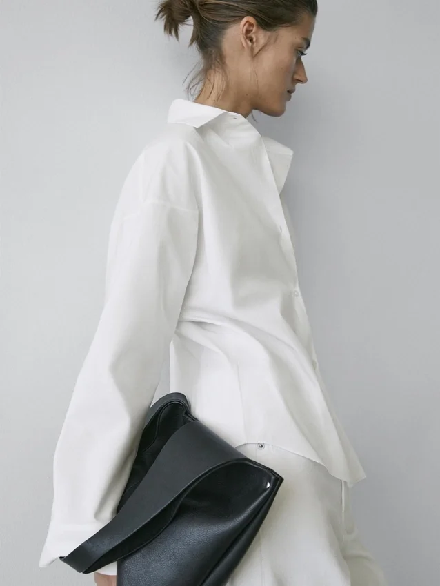 Katoenen popeline overhemd met coupenaden Katoenen popeline overhemd met coupenaden