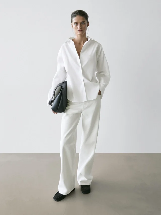 Katoenen popeline overhemd met coupenaden Katoenen popeline overhemd met coupenaden